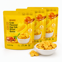Venta al por mayor de judías crujientes sabor roya de cangrejo, snack de habas sazonadas, envasadas con nitrógeno, a granel, proveedor de fábrica OEM, exportación directa