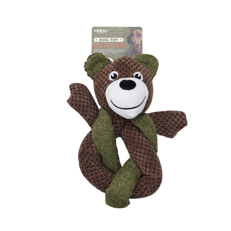Jouet pour chien en lin et fourrure de lapin - ours en peluche