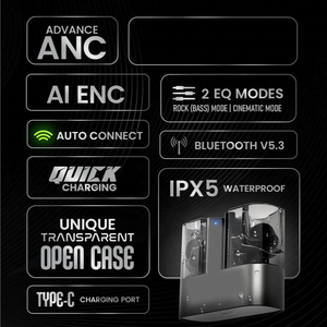 Cho 5.4 Hi-Fi Stereo Hoạt Động Tiếng Ồn Hủy Bỏ TWS Tai Nghe Kỹ Thuật Số Hiển Thị Ipx4 Không Thấm Nước Loại-C Sạc Được Xây Dựng-Trong Mic - Product Image 3