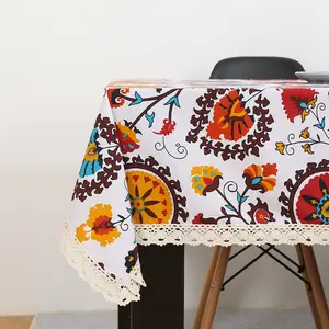 European Style National Boho Fashionable Colorful Pattern Sunflower Pattern Decorative Table Cloth For Decor