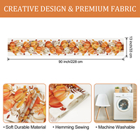Chemin de table orange brûlé, motif feuilles de citrouille et carreaux Buffalo, pour l'automne, Halloween, Thanksgiving, idéal pour les fêtes à la maison