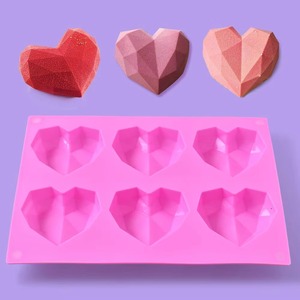 Molde de Silicona Rosa en Forma de Corazón para Pastel, Molde Geométrico para Fondant, Chocolate y Dulces, Utensilio para Hornear Postres de San Valentín - Product Image 1