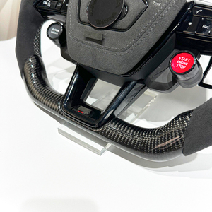 Volant de voiture sport en cuir et fibre de carbone véritable avec LED, haute qualité, personnalisable pour C7 C8 A6L A7 A7L Q7 Q8 - Ventes Flash - Product Image 3