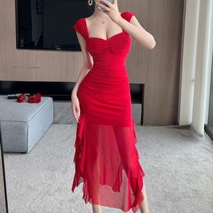 Abiti Casual senza maniche nero bianco <span class=keywords><strong>rosso</strong></span> vestito per le donne vestiti estivi per le donne taglio cucire fabbrica di abbigliamento - Product Image 6