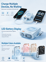 HYTO Mini Kamera Power Bank 10000mAh 22.5W Pengisian Cepat Kabel Terintegrasi Baterai Eksternal Portabel untuk iPhone Android