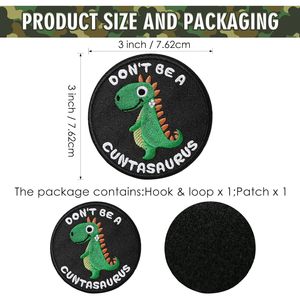 Patch brodé rond « Ne soyez pas un Cuntasaurus » avec fermeture auto-agrippante pour chapeau - Product Image 6