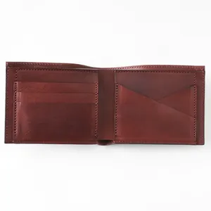 Kaliteli sebze tabaklanmış deri para çantası Minimalist erkek cüzdan Bifold