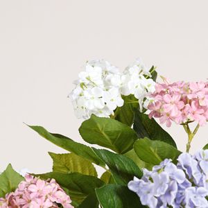 Fleur artificielle d'hortensia boule de neige Dream Castle, deux têtes, petite branche, pour décoration intérieure, mariage, maison, en caoutchouc souple - Product Image 2
