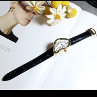 Montre-bracelet de luxe rétro Y2K pour homme, cadran analogique à chiffres romains, forme irrégulière Paris, montre en cuir vintage, style sport et mode
