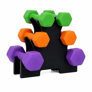 Ensemble d'haltères en néoprène colorés de 1 kg à 10 kg avec support – Vente en gros - Product Image 1