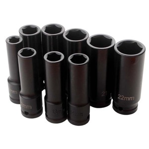 Impact <b>Socket</b> Set 1/2 In Metric 10 Piece Auto Repair Tool Kit Carbon Steel - Product Image 1