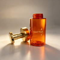 Distributeur de savon moussant de luxe blanc et ambre de 200 ml avec pompe dorée, flacon vide en plastique pour nettoyant mains moussant pour salle de bain