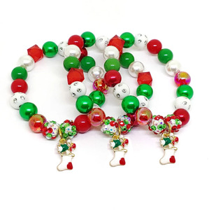 Christmas Tree Santa Claus <b>Bracelet</b> Alloy Snowman Pendant <b>Beaded</b> <b>Bracelet</b> for Girl Kids - Product Image 2
