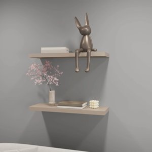 Taupe <b>Floating</b> Shelf Wall Mount Wood Display Shelves For Home Decor - Product Image 1
