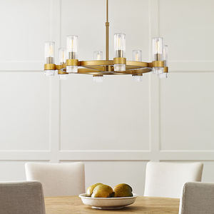 Lustre rond en fer et verre de style rétro américain, simple, luxueux, pour hôtel, club, salon, 33 pouces - Product Image 4