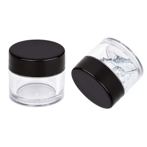 Clear Plastic Cream Jar Heavy Wall PETG/PS/PET Jar Body With Black ABS Lid Custom Color Offer Texts And Logo Printing 3ml-250ml