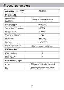 Módulo de Interruptor Inteligente KNX-USB Kanontec KTEUSB, Interfaz de Descarga de Programas ETS, Tipo A USB, Material ABS - Product Image 4