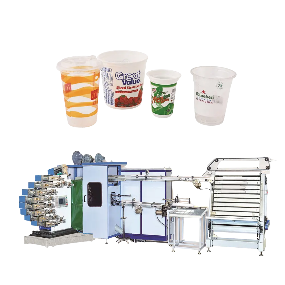 APM-9125H печатная машина для 9 видов цветов стаканов, автоматический принтер для сухих пластиковых стаканчиков с УФ-сушильной системой