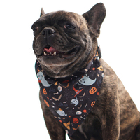 Collier pour chien et chat à thème Halloween avec décorations chauves-souris et citrouilles en nylon et polyester