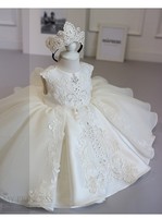 Robe de princesse pour bébé fille en mousseline blanche écologique, longueur genou, pour fête, anniversaire, boutique, bal de promo, avec jupe brodée pour enfants et demoiselles d'honneur