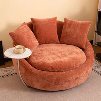 Fauteuil simple moderne en tissu avec table d'appoint, style crème, ensemble de fauteuils de loisirs ronds, fauteuil de loisirs rembourré en mousse pour la maison
