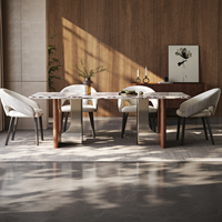 Ensemble de table et chaises de salle à manger carrées en marbre et pierre de cristal de luxe moderne italien haut de gamme pour la maison, l'hôtel et l'appartement