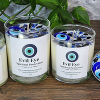 LANJO Vente en gros de bougies parfumées en cire de soja biologique haut de gamme, pierres précieuses de luxe, design œil porte-bonheur, fabrication artisanale, aromathérapie, Pâques, Diwali