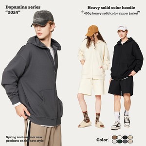 Vêtements pour hommes <span class=keywords><strong>RS</strong></span> |   Manteau pull zippé en coton épais 400G, couleur unie, à capuche, style streetwear, coupe ample, collection Automne Hiver - Product Image 4
