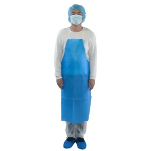 Disposable Clean Room Clothing Breathable and Waterproof PE Apron Blue Non Woven Apron