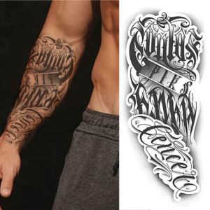 Autocollant de tatouage temporaire à manches courtes, imperméable, pour le visage et le corps, design artistique, tenue 15 jours - Product Image 1
