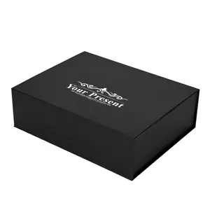 Logo Kustom Mewah Kotak Daur Ulang Hitam Magnetik Kotak Kemasan Kertas Karton Kotak Hadiah Kertas Magnetik Mewah
