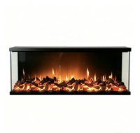 Cheminée électrique moderne 1500W à 3 faces avec flammes RGB pour la maison et l'hôtel, fonctionnement en anglais, décoration de salon