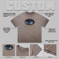 Camiseta de hombre personalizada de 300g, estilo urbano, con estampado a cuadros, teñido inverso, efecto desgastado, bordes deshilachados, estilo retro moderno.