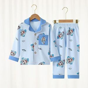 Nouveaux ensembles de pyjamas pour garçons et filles printemps/automne 2025, style long, pur coton, doux et respirant, vêtements de maison - Product Image 4