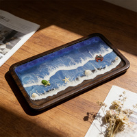 Houten hars dienblad waterdicht & handgemaakt modern design voor kunst & verzamelobjecten, geschikt voor huishoudelijk gebruik