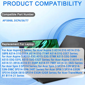 AP18H8L baterai Laptop 3 sel 11.4V, kompatibel dengan Acer Aspire 5 A514-51G / Spin 3 SP314 / TravelMate B1 seri 3ICP6/56/77 - Product Image 4