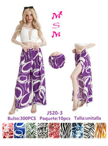 Pantalones Anchos de Pierna Larga, Cintura Alta, Estampado Geométrico, Chifón, Corte Holgado, Casuales, de Verano, para Mujer - Product Image 3