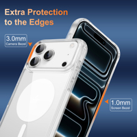 Coque fine anti-chute et anti-rayures avec découpe précise et cercle magnétique intégré transparent pour iPhone 18 17 16 Pro Max