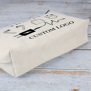 Wholesale Custom Design Eco Friendly Canvas Fashion Letter Pattern <b>Makeup</b> <b>Bag</b> with Zipper <b>Large</b> Capacity and Custom Logo - Product Image 3