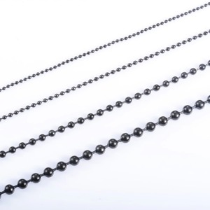Collier de perles pour femmes et hommes, chaîne à billes en acier inoxydable, accessoires de bijoux pour le cou, collier rond Rolo plaqué noir - Product Image 2
