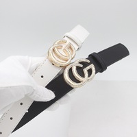 Ceinture large décorative en cuir PU avec strass pour femme, design CC, style décontracté, vente en gros personnalisée