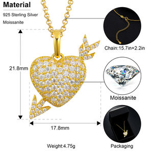 Collar con Colgante de Flecha de Cupido con Diamantes de Imitación, Color D VVS, Joyería de Diamantes de Moissanita, Chapado en Oro, Plata de Ley 925 - Product Image 6