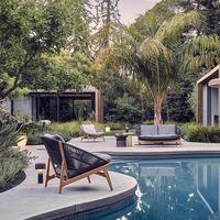 Ensemble de salon de jardin en rotin, table basse pour terrasse, combinaison pour cour et villa, design nordique imperméable, DLD T-5, résistant au soleil, en teck