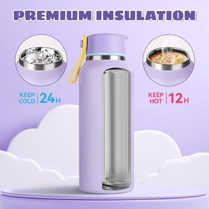Bouteille d'eau isotherme personnalisée en acier inoxydable de 1000 ml (34 oz) avec paille, anti-fuite, sans BPA, maintien thermique 12-24h pour la gym - Product Image 3
