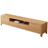 Meuble TV moderne en bois massif de chêne nordique avec rangement, console multimédia multifonctionnelle pour salon