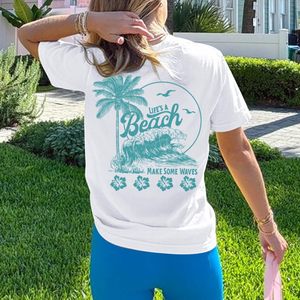 Camiseta de Playa Hawaiana FOXA para Mujer, 100% Algodón, Transpirable, con Estampado Tropical, para Vacaciones de Verano - Product Image 2