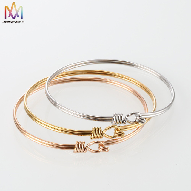 Stainless Steel Openable Wire Simple Metal Stretch Cuff Bangle Bracelets Minimalist
