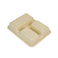 Assiettes jetables biodégradables et compostables en bagasse de canne à sucre, personnalisables, à 3 compartiments, pour le déjeuner et les accompagnements