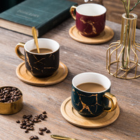 Tasse à café en céramique de 10oz, avec base en bambou, pour restaurant, mariage, nouvelle collection