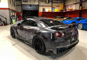 WRAPMASTER自動保護1.52 * 30m低タックブラックビニールPVCカモフラージュ爆弾フルカーボディステッカー - Product Image 4